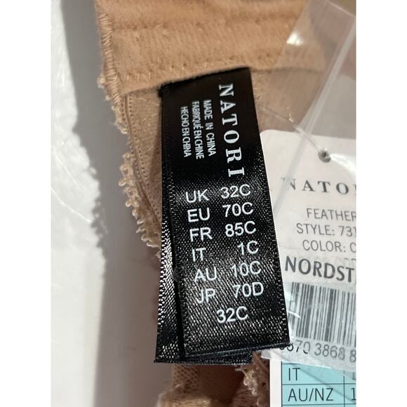 Natori Feathers Convertible Bra Size 32C Style 731023 Color Cafe No Slip Lace - Picture 6 of 8